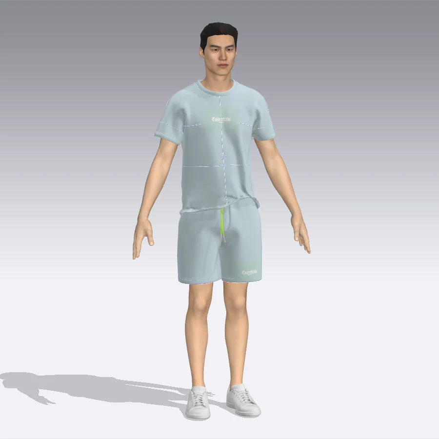 THE MIAMI set in CLO3D, the final pattern on an avatar