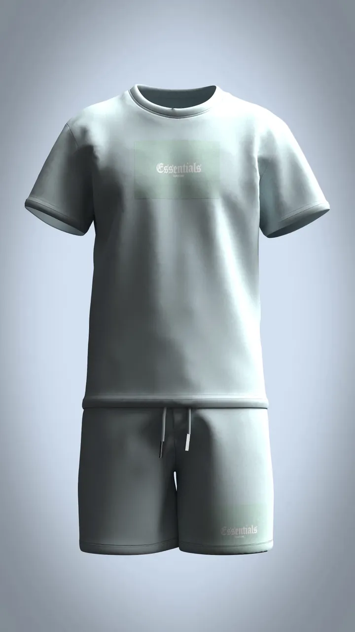 CLO3D turntable of THE MIAMI tee and shorts in mint, turning a full circle
