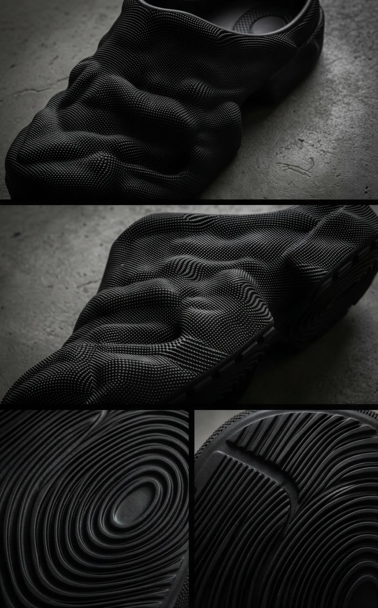 Dot texture and outsole rings, up close
